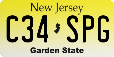 NJ license plate C34SPG