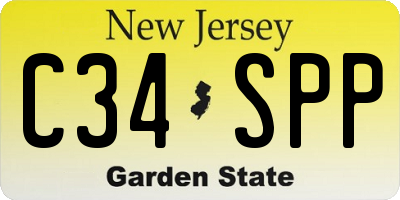 NJ license plate C34SPP