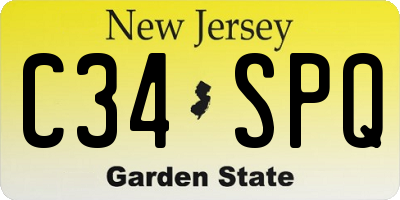 NJ license plate C34SPQ