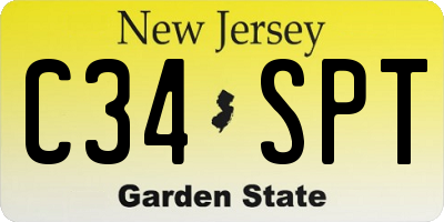 NJ license plate C34SPT