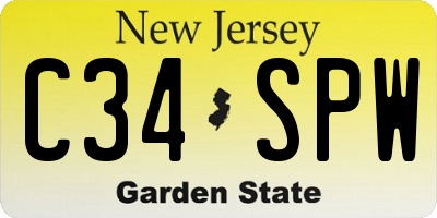 NJ license plate C34SPW