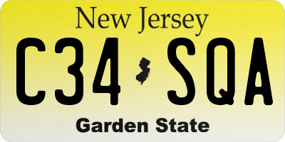 NJ license plate C34SQA