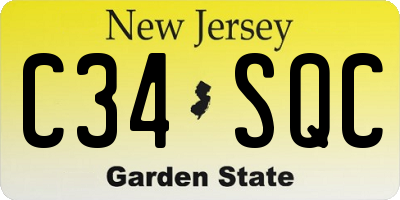 NJ license plate C34SQC