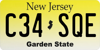 NJ license plate C34SQE