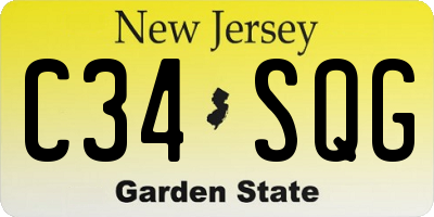 NJ license plate C34SQG