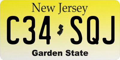 NJ license plate C34SQJ