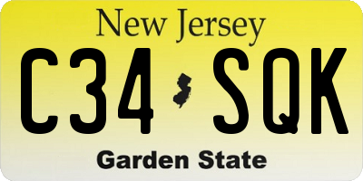 NJ license plate C34SQK