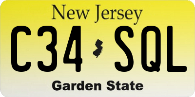 NJ license plate C34SQL