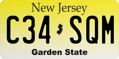 NJ license plate C34SQM