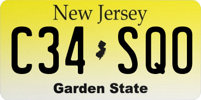 NJ license plate C34SQO