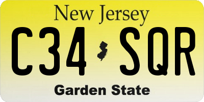 NJ license plate C34SQR