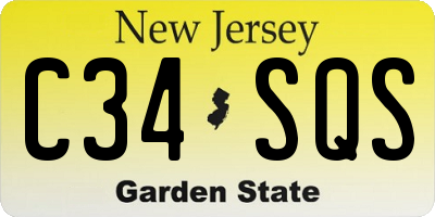 NJ license plate C34SQS