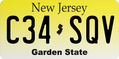 NJ license plate C34SQV