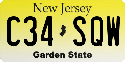 NJ license plate C34SQW
