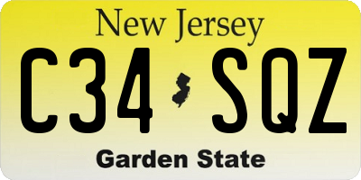 NJ license plate C34SQZ