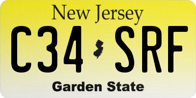 NJ license plate C34SRF