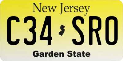 NJ license plate C34SRO