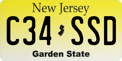 NJ license plate C34SSD