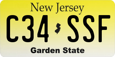 NJ license plate C34SSF