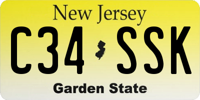 NJ license plate C34SSK
