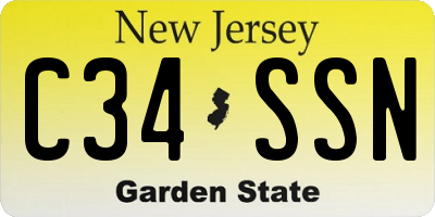 NJ license plate C34SSN