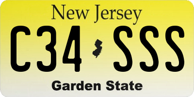NJ license plate C34SSS