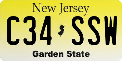 NJ license plate C34SSW
