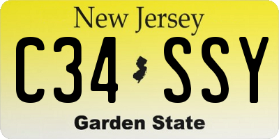 NJ license plate C34SSY