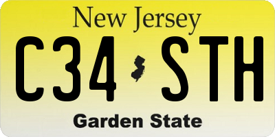 NJ license plate C34STH