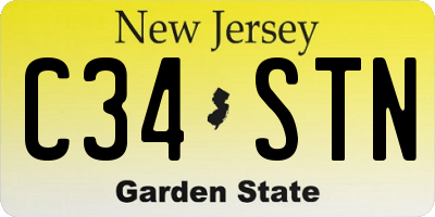 NJ license plate C34STN