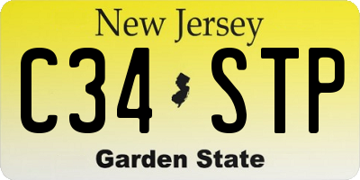 NJ license plate C34STP