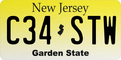 NJ license plate C34STW