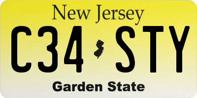 NJ license plate C34STY