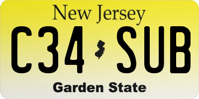 NJ license plate C34SUB