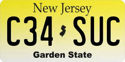 NJ license plate C34SUC