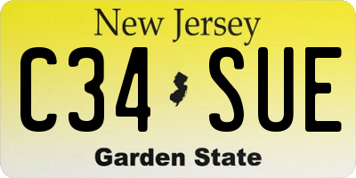 NJ license plate C34SUE
