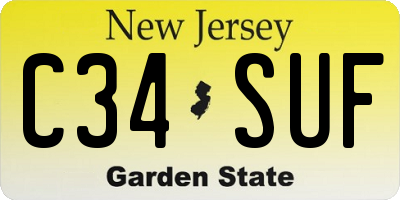 NJ license plate C34SUF