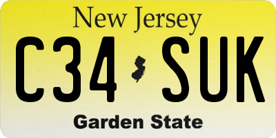 NJ license plate C34SUK