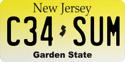 NJ license plate C34SUM
