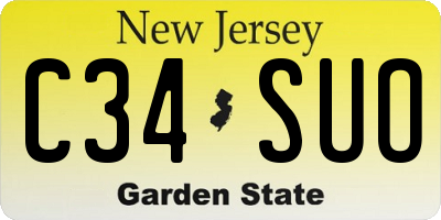 NJ license plate C34SUO