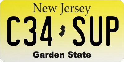 NJ license plate C34SUP
