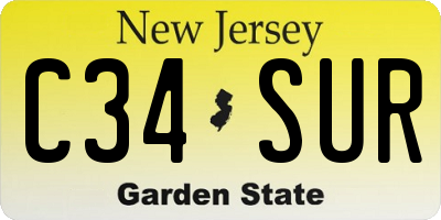 NJ license plate C34SUR