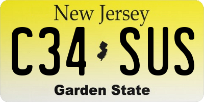 NJ license plate C34SUS