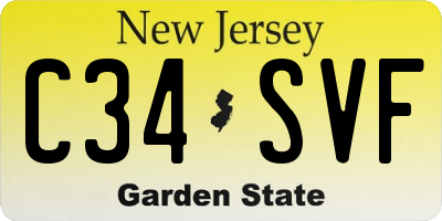 NJ license plate C34SVF