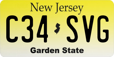 NJ license plate C34SVG