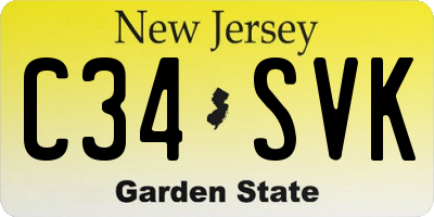 NJ license plate C34SVK