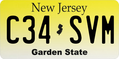 NJ license plate C34SVM