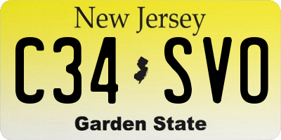 NJ license plate C34SVO