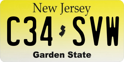 NJ license plate C34SVW
