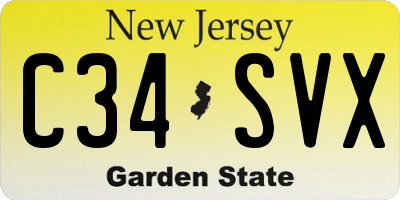 NJ license plate C34SVX